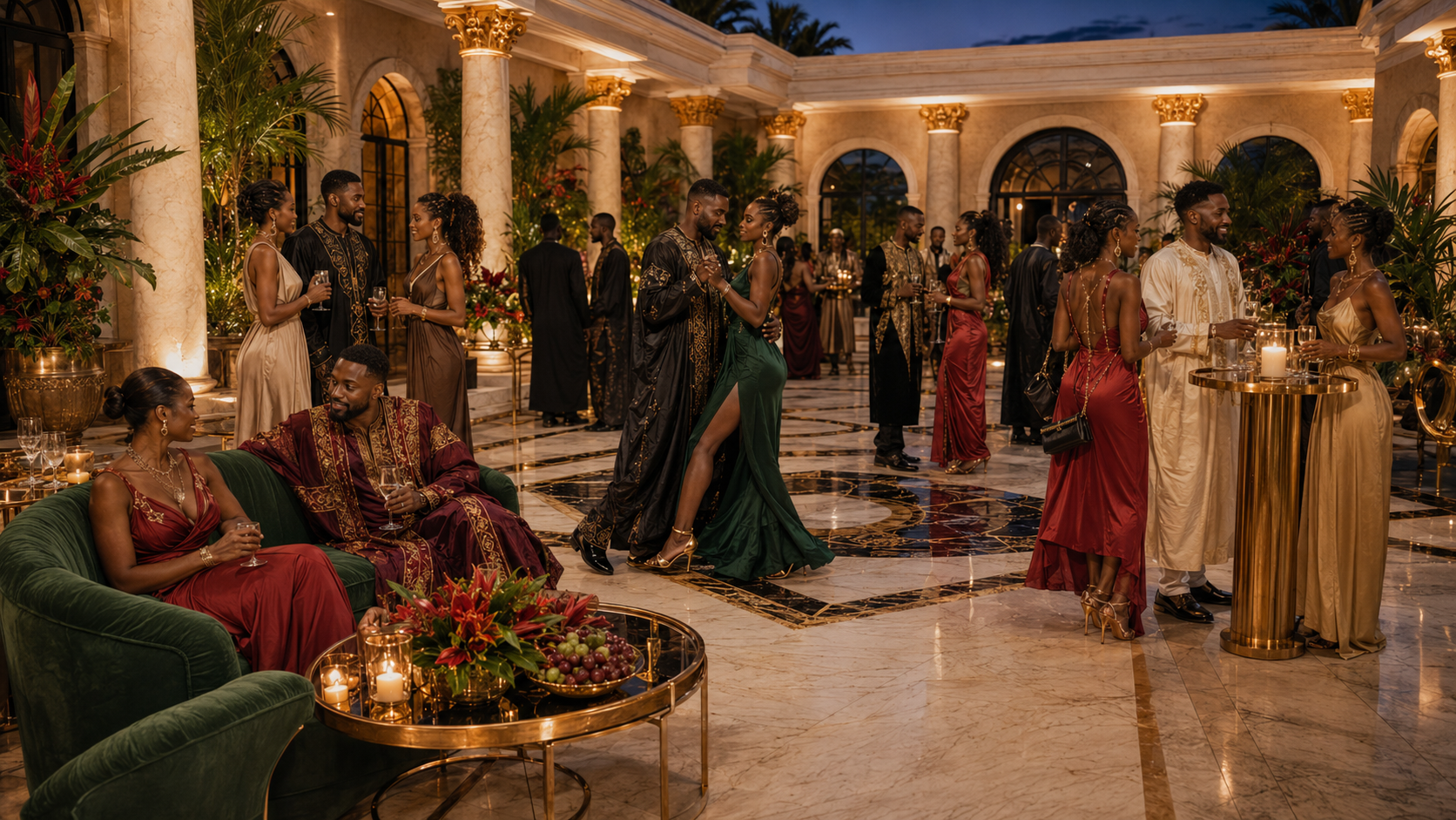 Guests gathered at an elegant Afropolitan evening