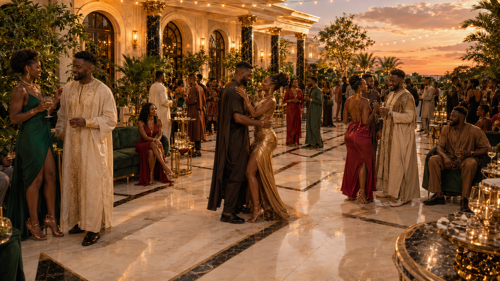 KIZALSA guests gathered beneath evening lights